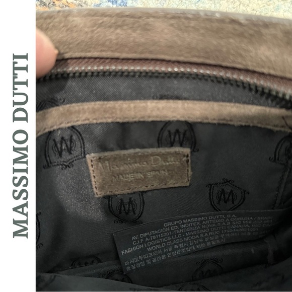 Massimo Dutti Brown Suede Fringe Crossbody Bag | Zip Closure | Adjustable Strap - Picture 6 of 10